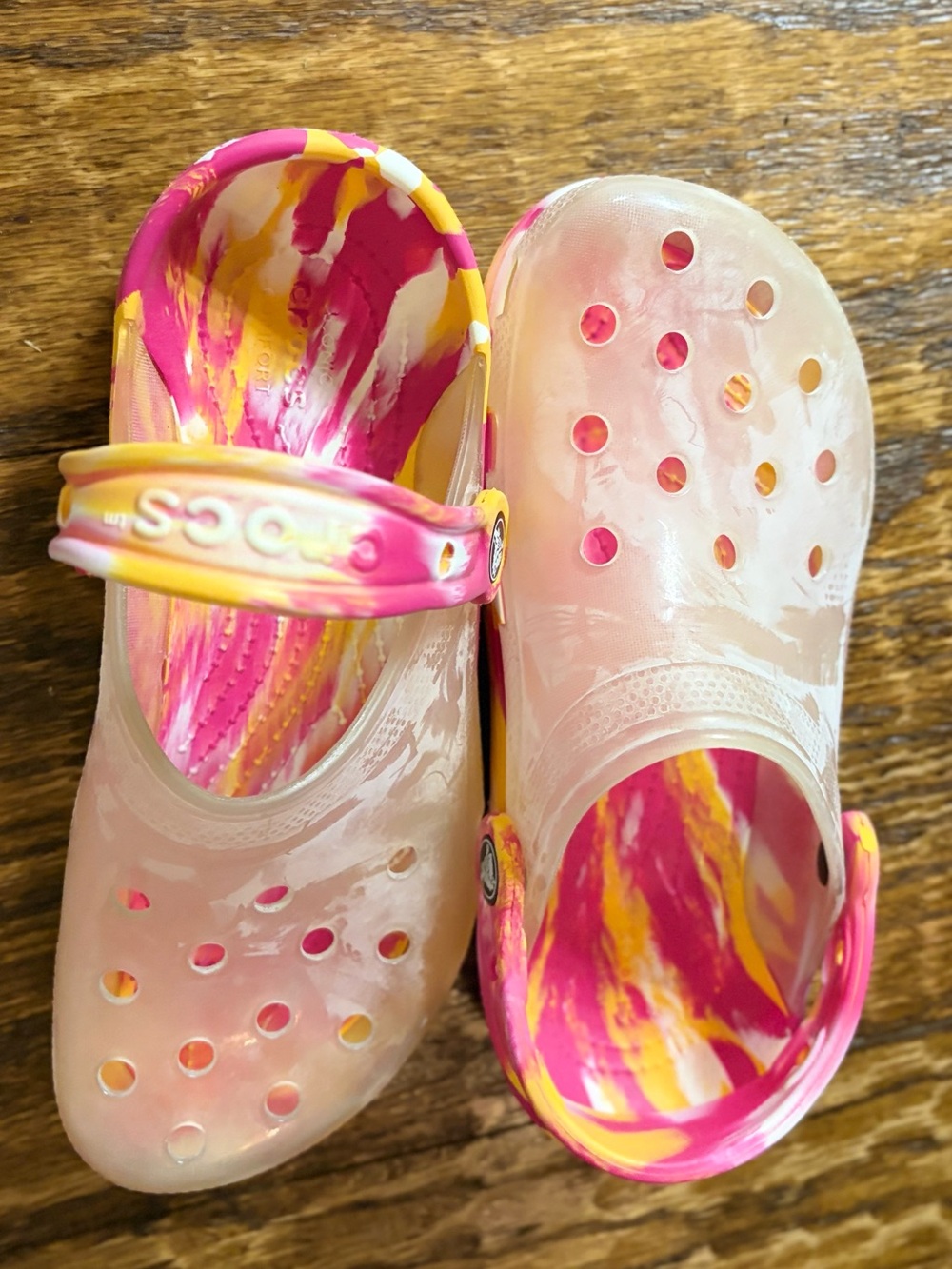 CROCS Kids Tie-Dye Pink & Yellow Comfort Clogs
